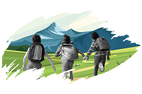 Berge_und_laufende_Kinder
